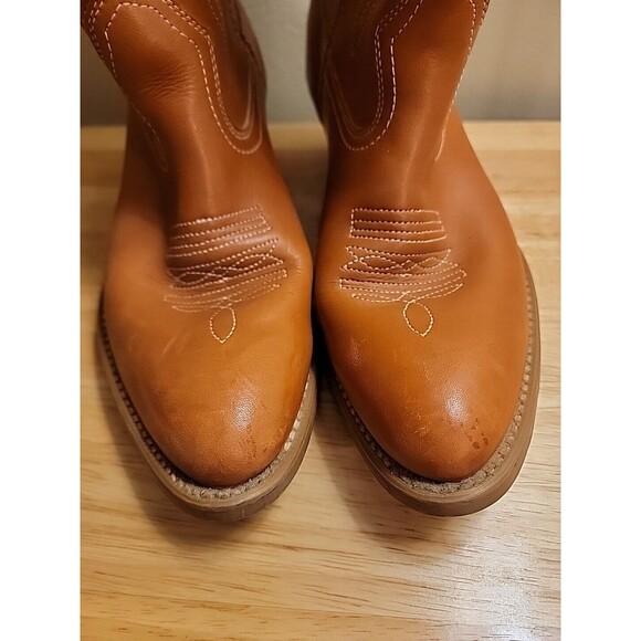 Landis Cowboy Western Leather Boots Vintage Brown Tan Mens Size 9 Balance Man - Picture 4 of 16